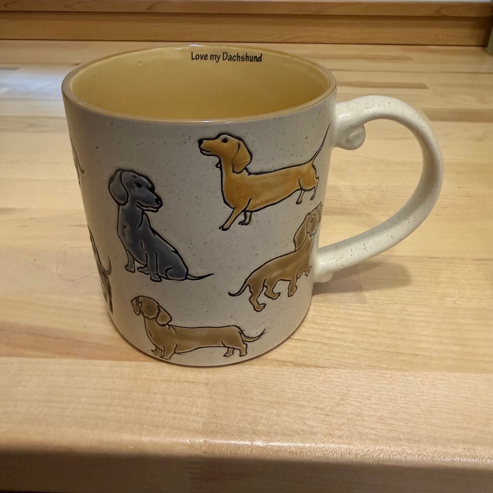 Love My Dachshund Doxie Dog Mom Raised Design Large 20oz Painted Coffee Mug‎ Cup